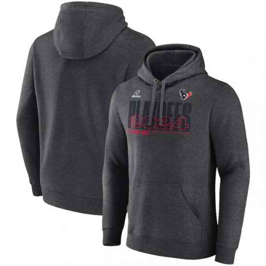 Men Houston Texans Charcoal 2024 Playoffs Pullover Hoodie